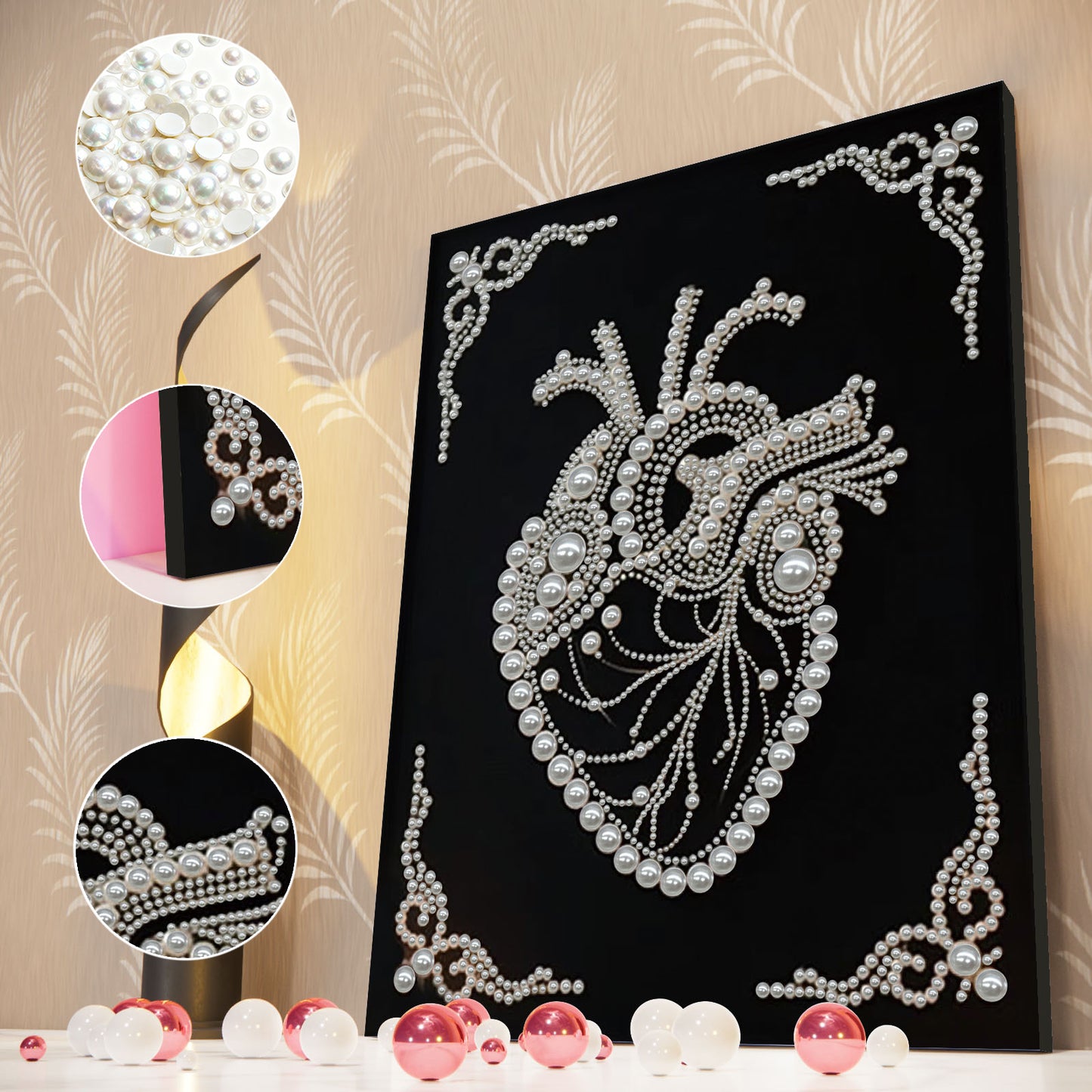 Heart - DIY Pearl Gem Art Diamond Painting Kits With Framefor Home Decor -30x40cm