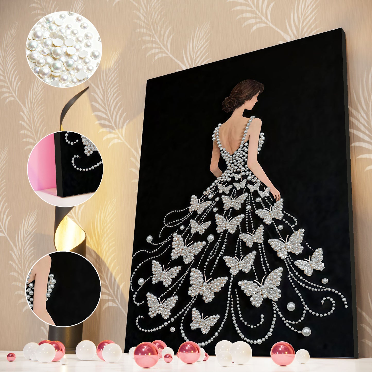 Girl - DIY Pearl Gem Art Diamond Painting Kits With Framefor Home Decor -30x40cm