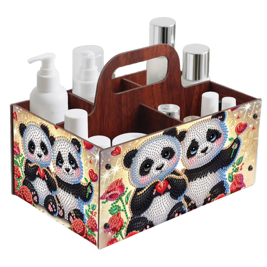 Panda DIY Wooden Diamond Art Painting Storage Box with Handheld Home Decor