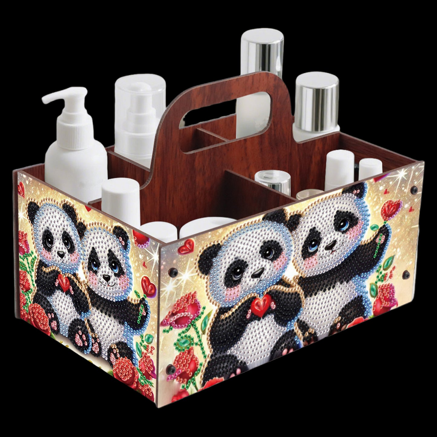 Panda DIY Wooden Diamond Art Painting Storage Box with Handheld Home Decor