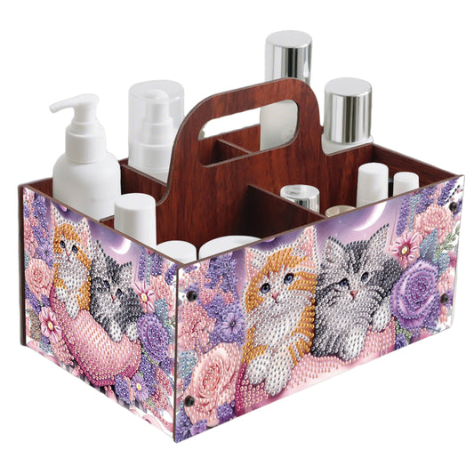 Cat DIY Wooden Diamond Art Painting Storage Box with Handheld Home Decor