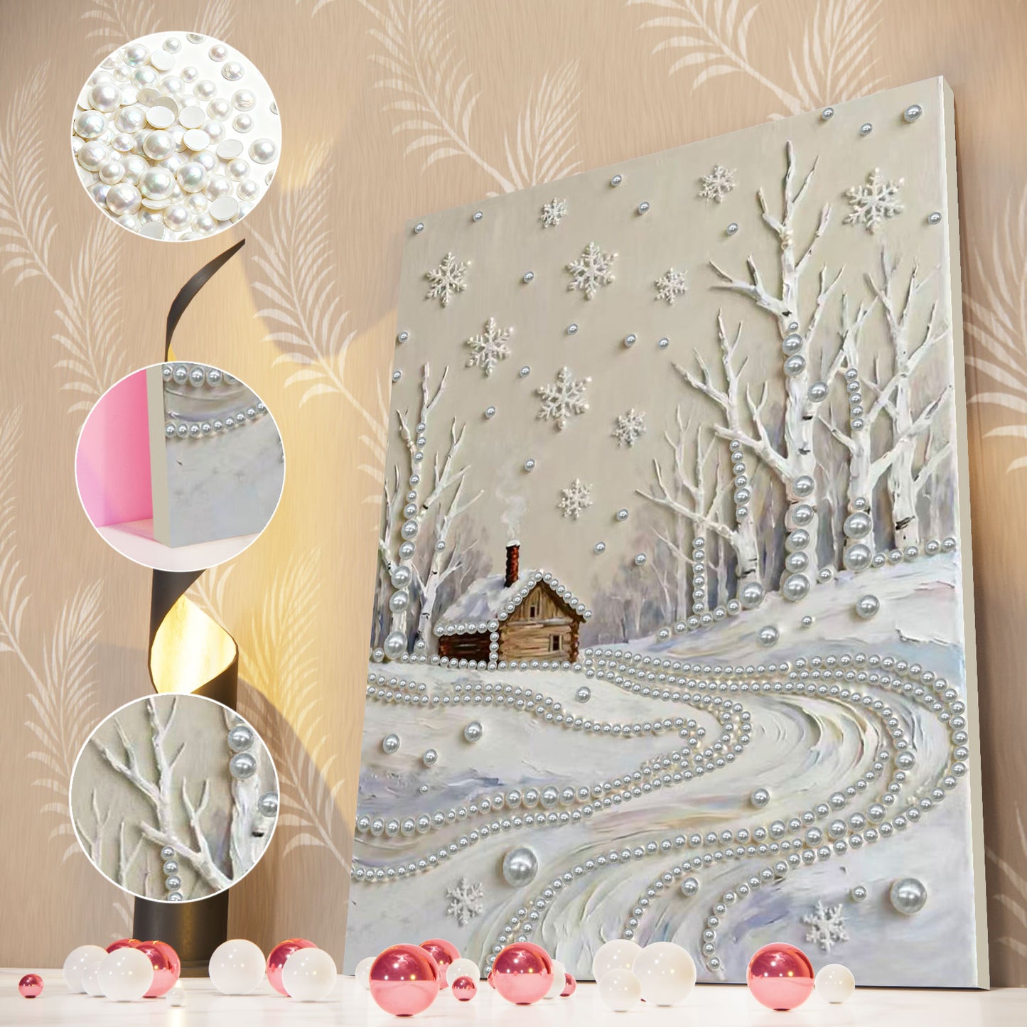 Snowy Field - DIY Pearl Gem Art Diamond Painting Kits With Framefor Home Decor -30x40cm