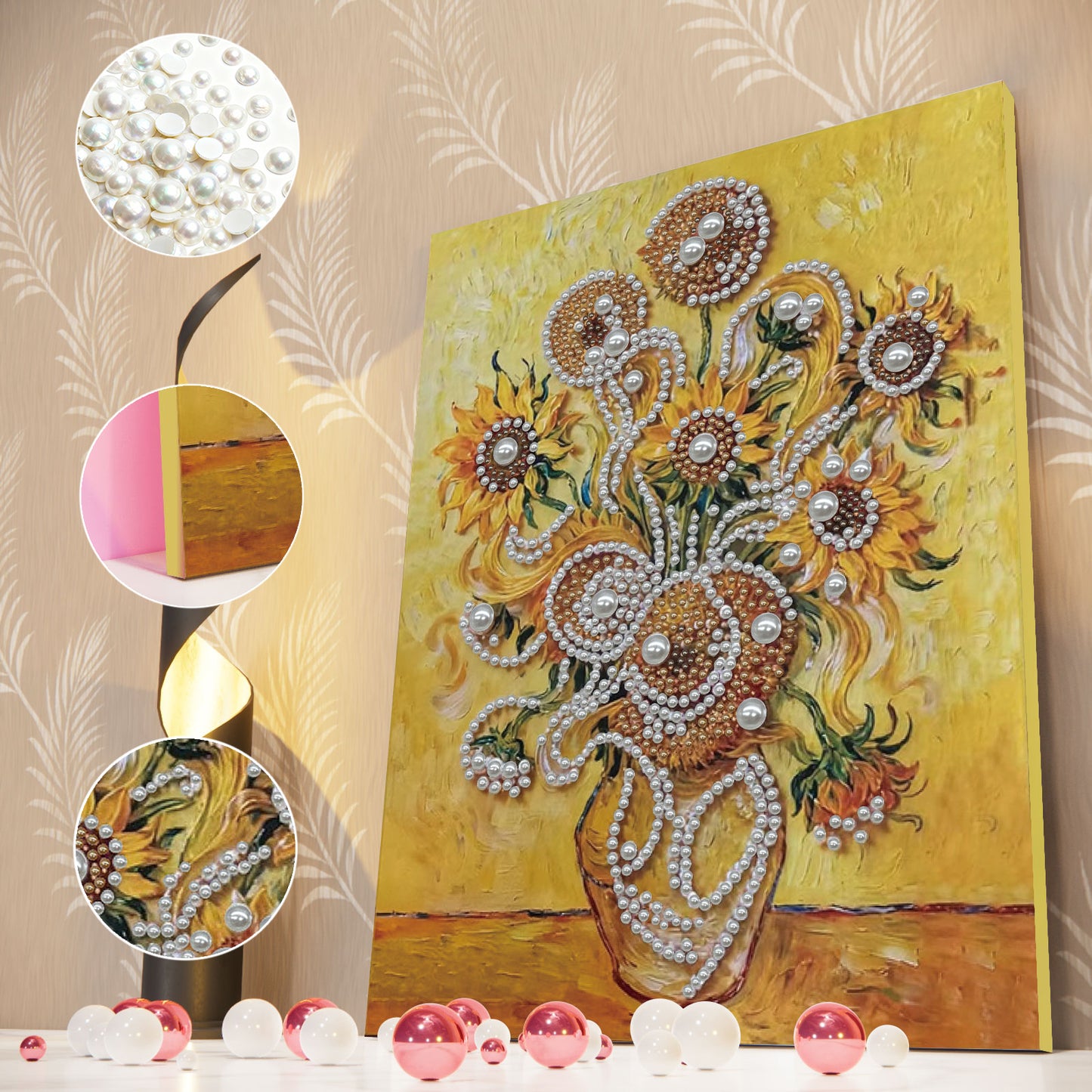 Sunflower - DIY Pearl Gem Art Diamond Painting Kits With Framefor Home Decor -30x40cm