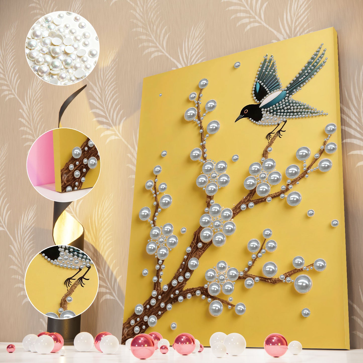Branch With Bird - DIY Pearl Gem Art Diamond Painting Kits With Framefor Home Decor -30x40cm