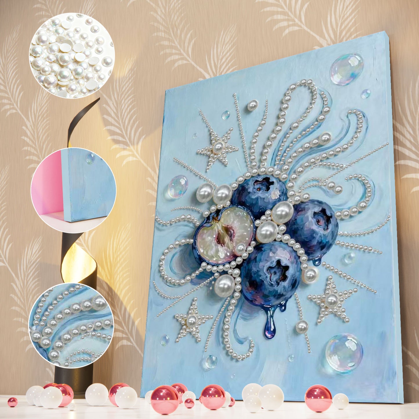 Blueberry - DIY Pearl Gem Art Diamond Painting Kits With Framefor Home Decor -30x40cm
