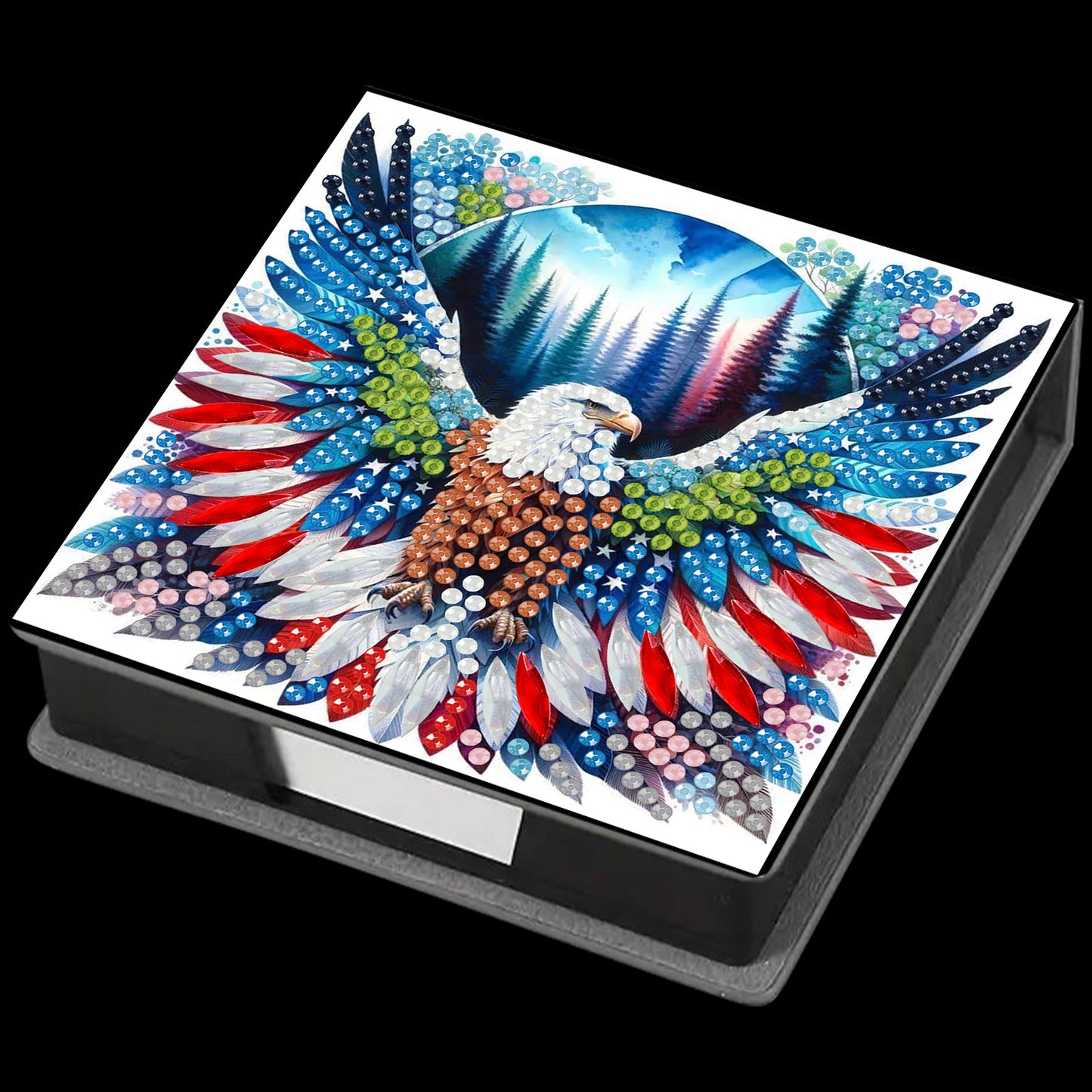Eagle PU DIY 5D Diamond Painting Note Box (160 Blank Notepads) for Office Home