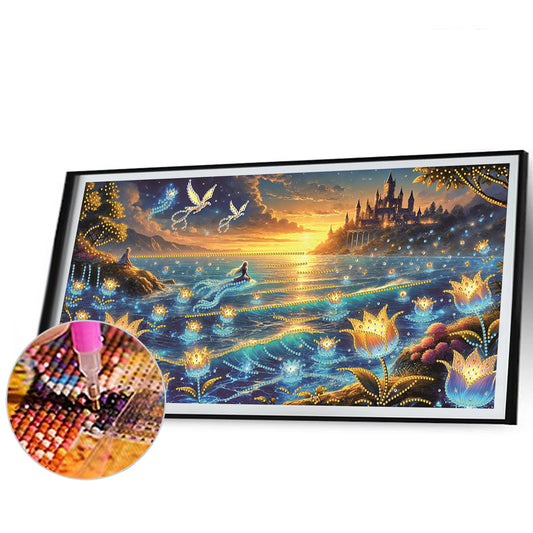 Dream Lake Landscape - Special Shaped Drill Diamond Painting 60*30CM