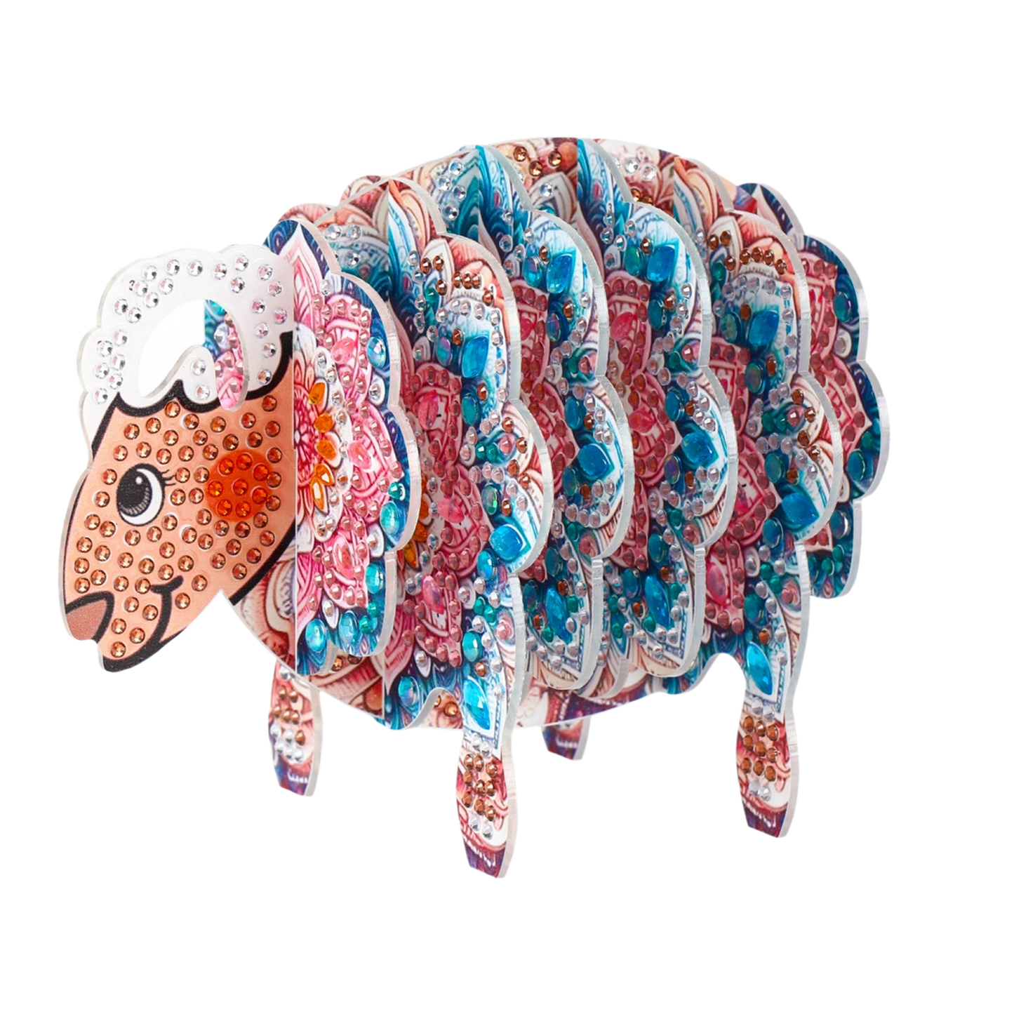 Goat 5D DIY Animal Pattern Diamond Painting Coasters Kits with Holder for Home