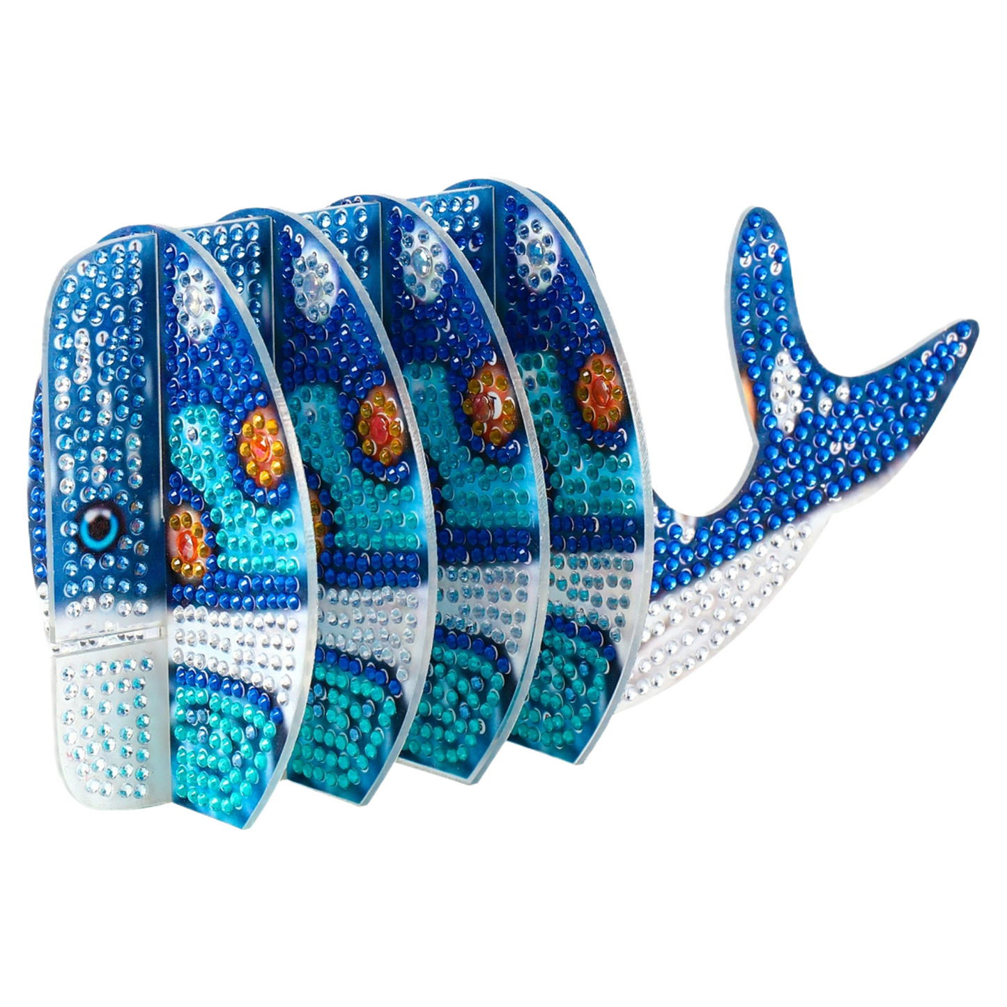 Whale 5D DIY Animal Pattern Diamond Painting Coasters Kits with Holder for Home
