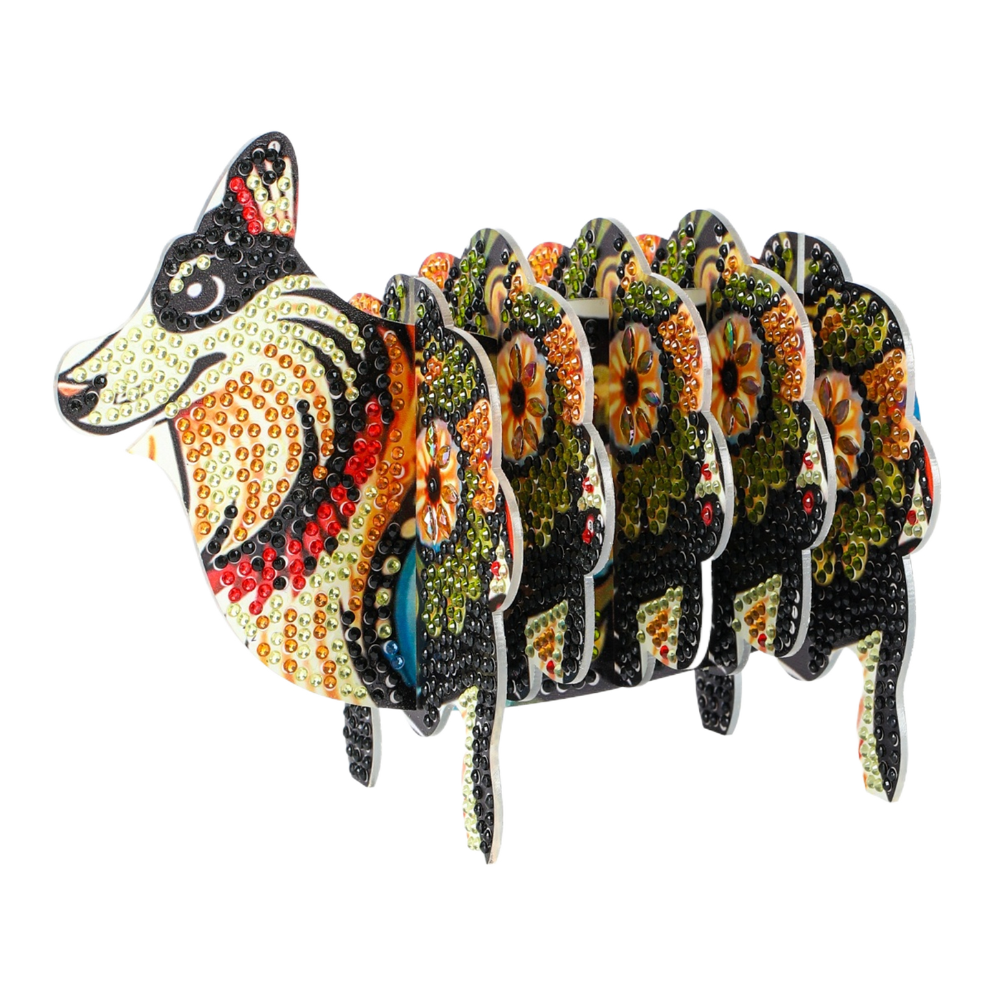 Wolf 5D DIY Animal Pattern Diamond Painting Coasters Kits with Holder for Home