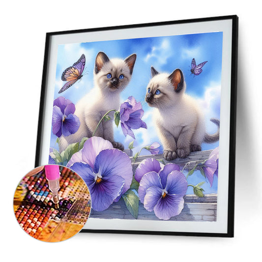 Two Cats - Full Round Drill Diamond Painting 30*30CM