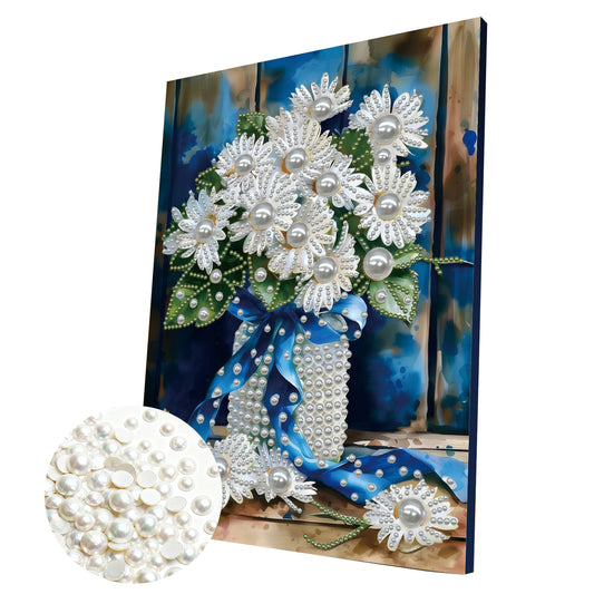 Blue Vase - DIY Pearl Gem Art Diamond Painting Kits With Framefor Home Decor -30x40cm
