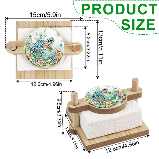 Sea Turtle DIY Wooden Diamond Art Paper Towel Holder for Home Office Decor