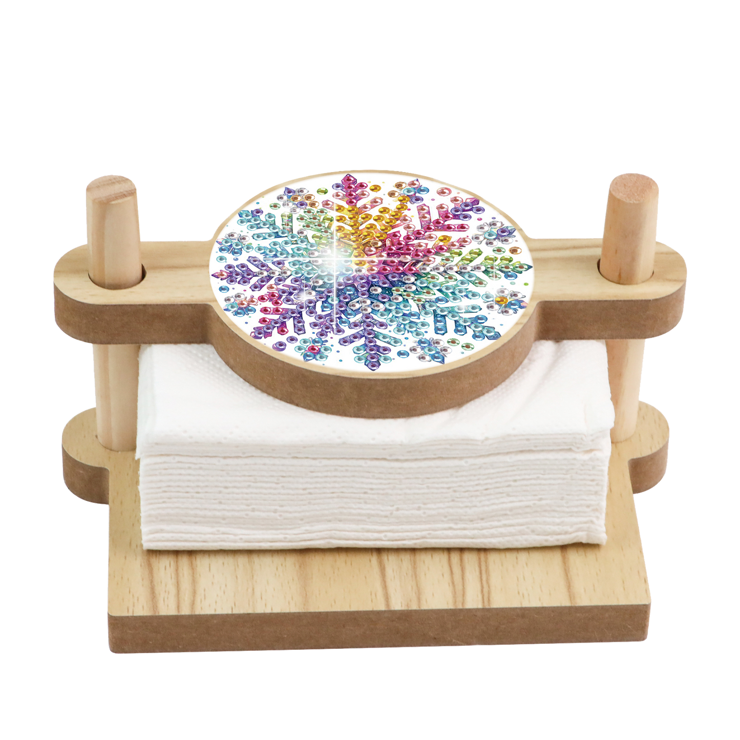 Snowflake DIY Wooden Diamond Art Paper Towel Holder for Home Office Decor