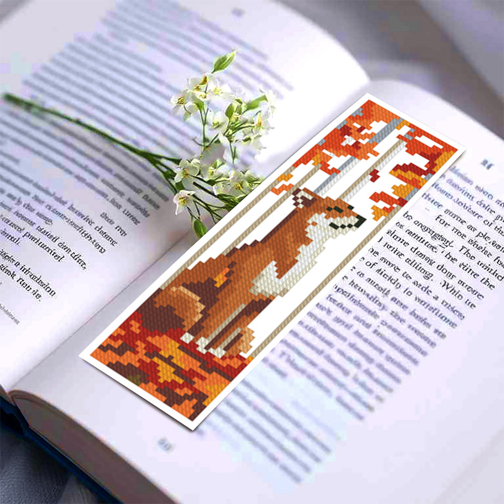 6Pcs Animal DIY Cotton Single-Sided Stamped Needlepoint Bookmark Kit 47x28cm