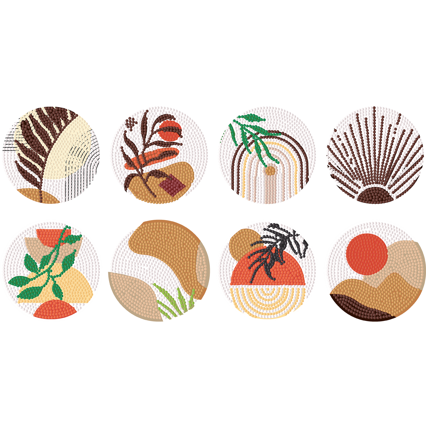 8pcs Plant Wooden DIY Coaster Diamond Art Kits with Holder No-Slip Home Decor