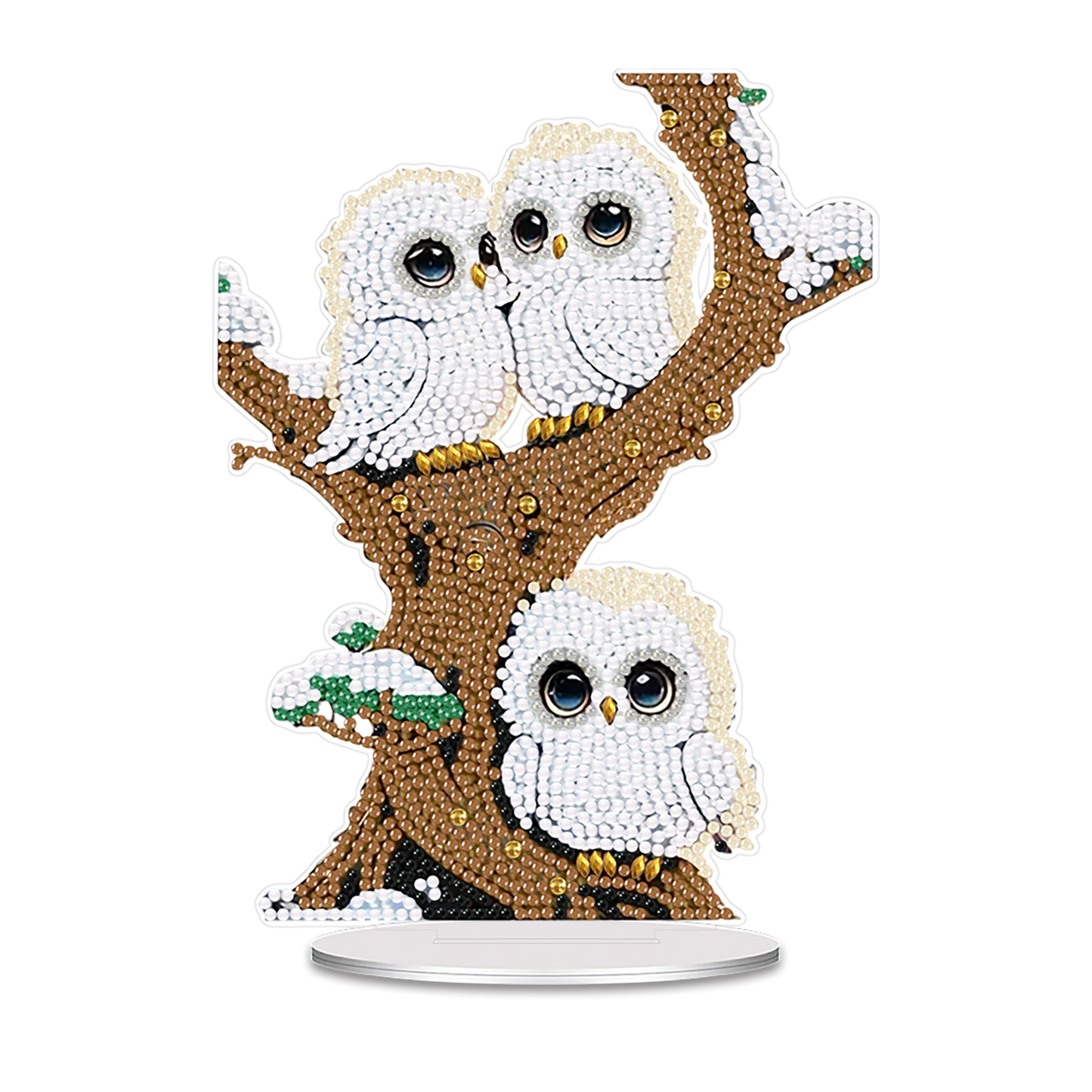 Tree Owl DIY 2D Flat Acrylic Desktop Diamond Art Kit Single-Sided for Home Decor