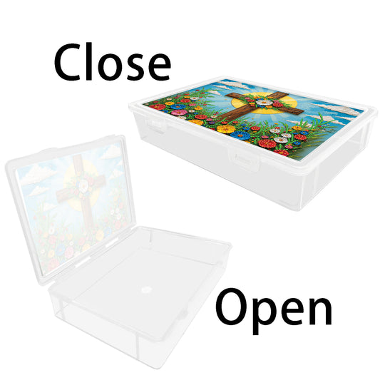 DIY Flower Cross Pattern Diamond Painting Kit Storage Box for Adults Beginners