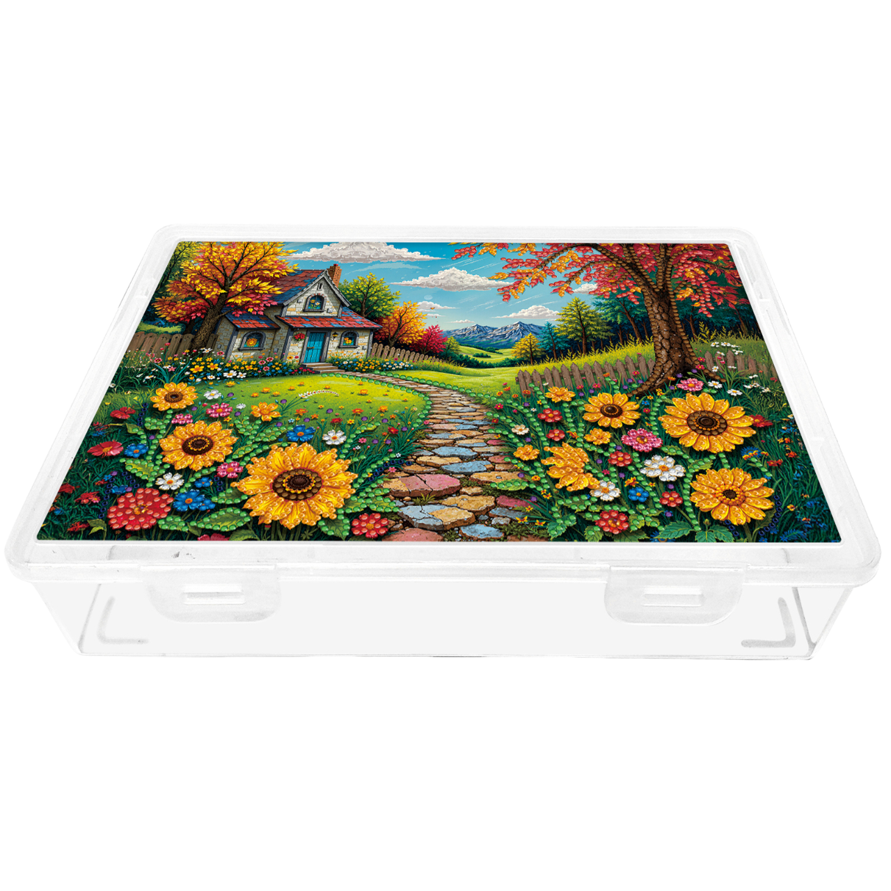 DIY Country Cottage Pattern Diamond Painting Kit Storage Box for Adult Beginner
