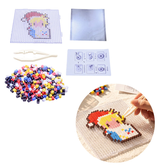 Christmas Cartoon Character DIY 5mm Fuse Beads Kit Including Pegboards and Ironing Paper Melty Beads Set Safety