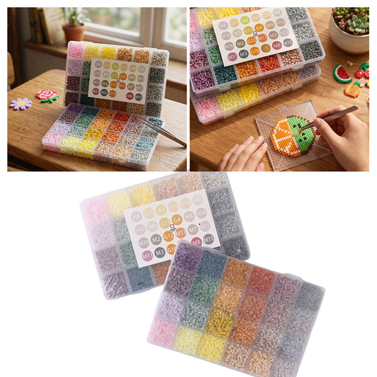20 Colors 5mm Melty Beads Craft Kit Beginner-Friendly Iron Beads DIY Set with Color Label Pixel Art Beads Kit Ideal(Earthy Morandi Color Fuse Beads Set)