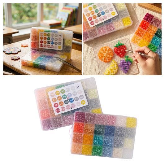 20 Colors 5mm Melty Beads Craft Kit Beginner-Friendly Iron Beads DIY Set with Color Label Pixel Art Beads Kit Ideal(Vintage Deep Tone Fuse Beads Set)