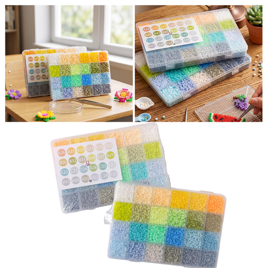 20 Colors 5mm Melty Beads Craft Kit Beginner-Friendly Iron Beads DIY Set with Color Label Pixel Art Beads Kit Ideal(Morandi Gray Tone Fuse Beads Set)