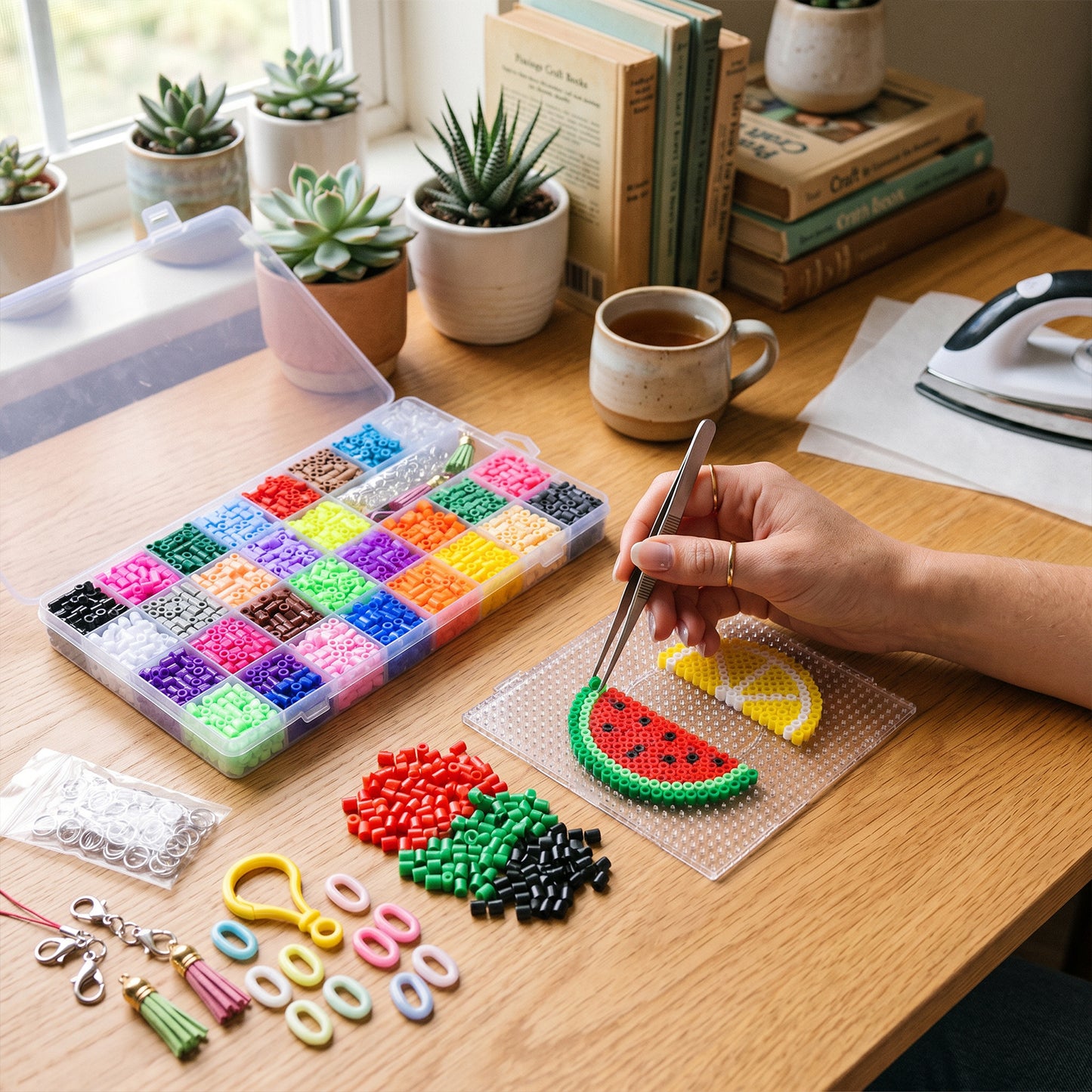 29 Colors 5mm Melty Beads Craft Kit with Accessories Iron Beads DIY Set Beginner-Friendly Pixel Art Beads Kit Ideal