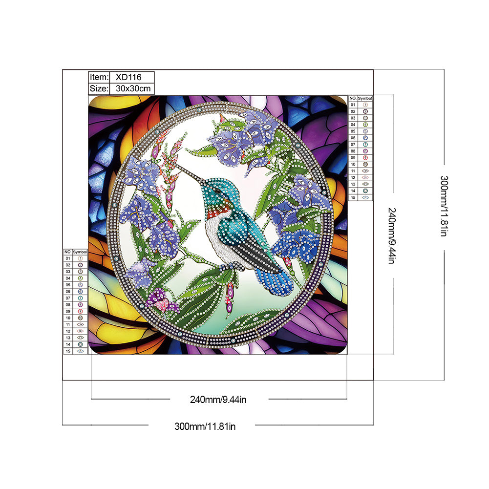 Hummingbird Glass Painting - Special Shaped Drill Diamond Painting 30*30CM