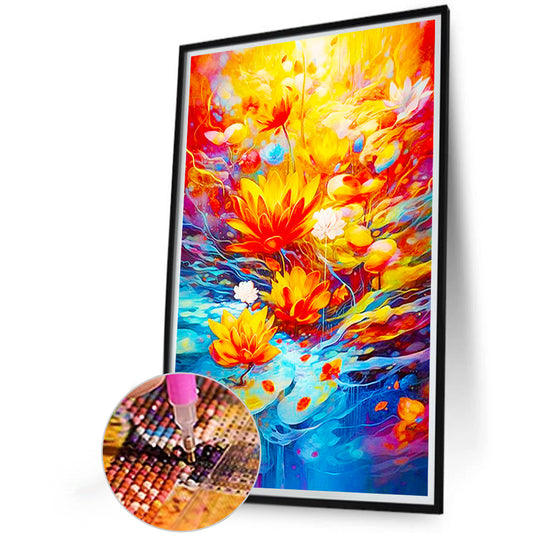 Red Lotus - Full Round Drill Diamond Painting 40*60CM