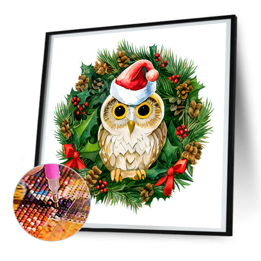 Animal Wreath Owl - Full Round Drill Diamond Painting 30*30CM