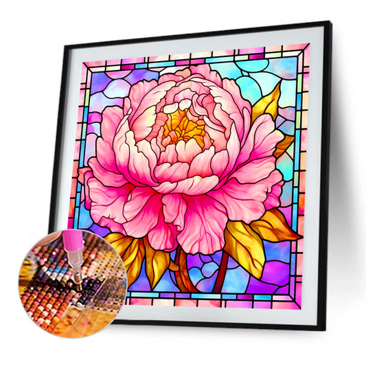 Glass Peony Flower - Full Round Drill Diamond Painting 40*40CM