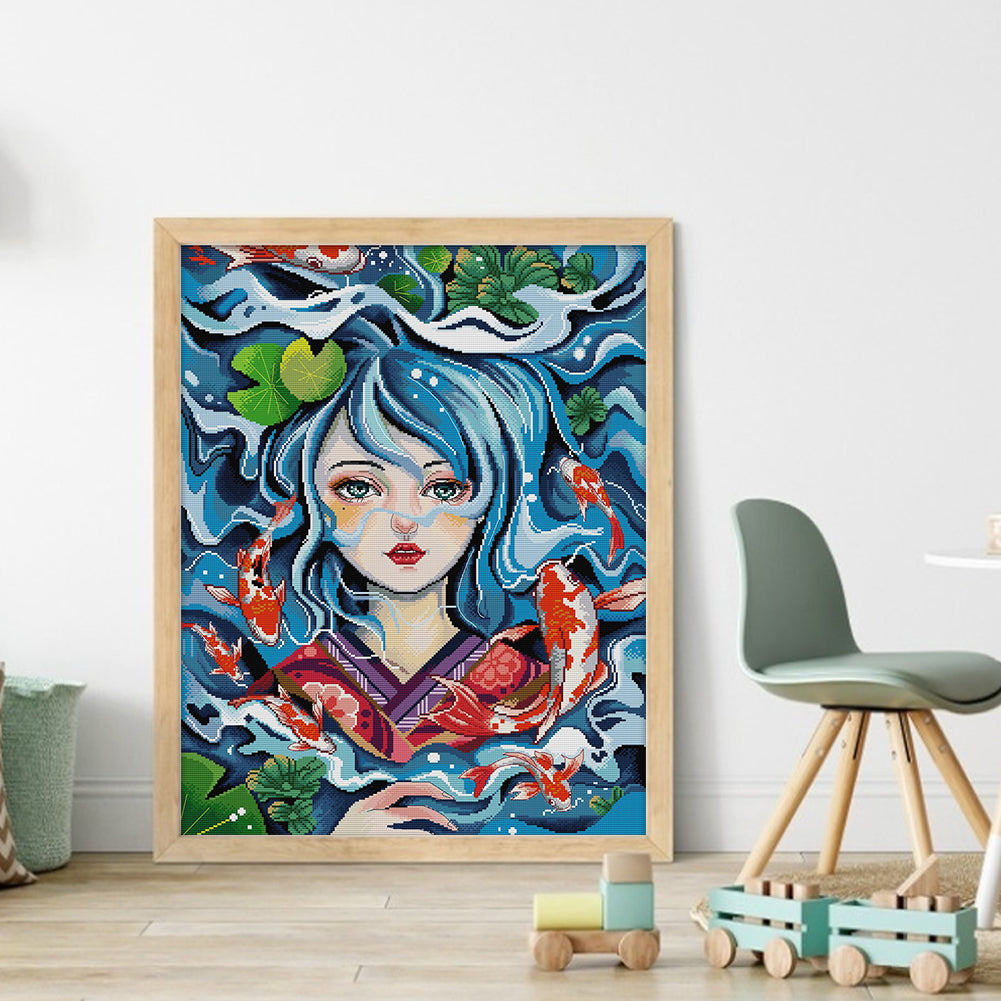 Daughter Of The Sea - 14CT Stamped Cross Stitch 50*63CM(Joy Sunday)