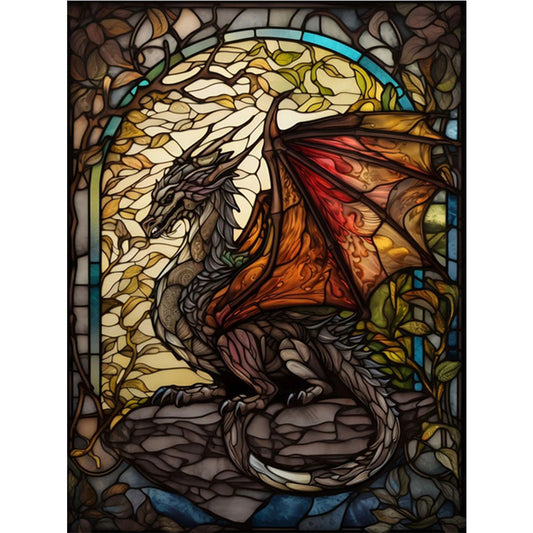 Glass Painting-Flying Dragon - 14CT Stamped Cross Stitch 45*60CM