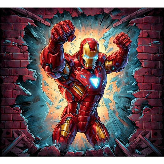 Superhero In Action Iron Man - Full Round Drill Diamond Painting 55*50CM