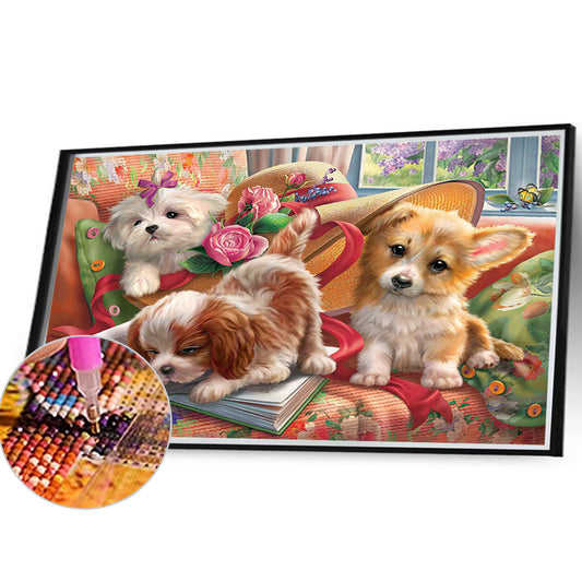 Three Dogs - Full Round Drill Diamond Painting 40*30CM