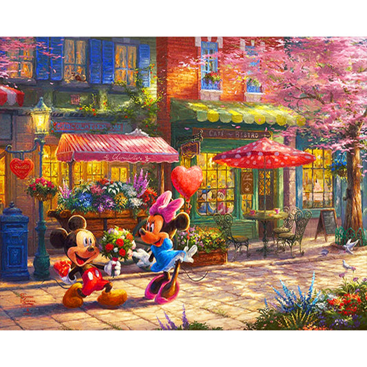 Mickey Mouse And Minnie Mouse Giving Gifts - Full Round Drill Diamond Painting 80*60CM