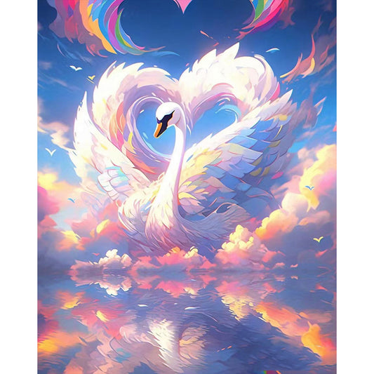 Cloud Feather Swan - Full AB Round Drill Diamond Painting 40*50CM
