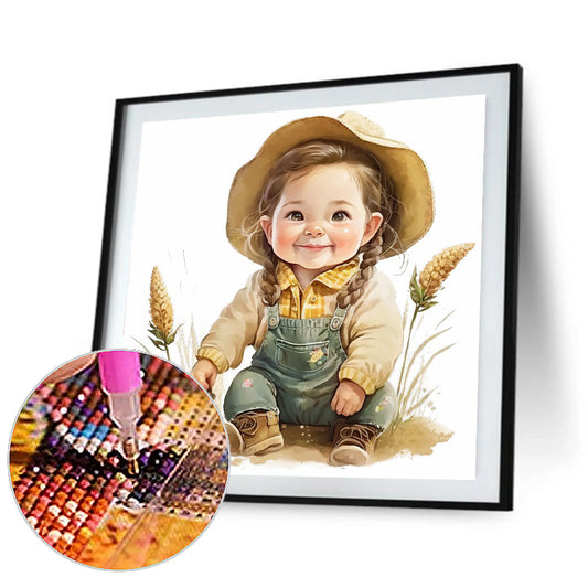 Girl In The Straw - Full Round Drill Diamond Painting 30*30CM