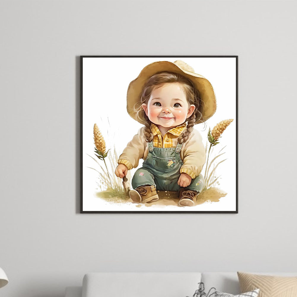 Girl In The Straw - Full Round Drill Diamond Painting 30*30CM