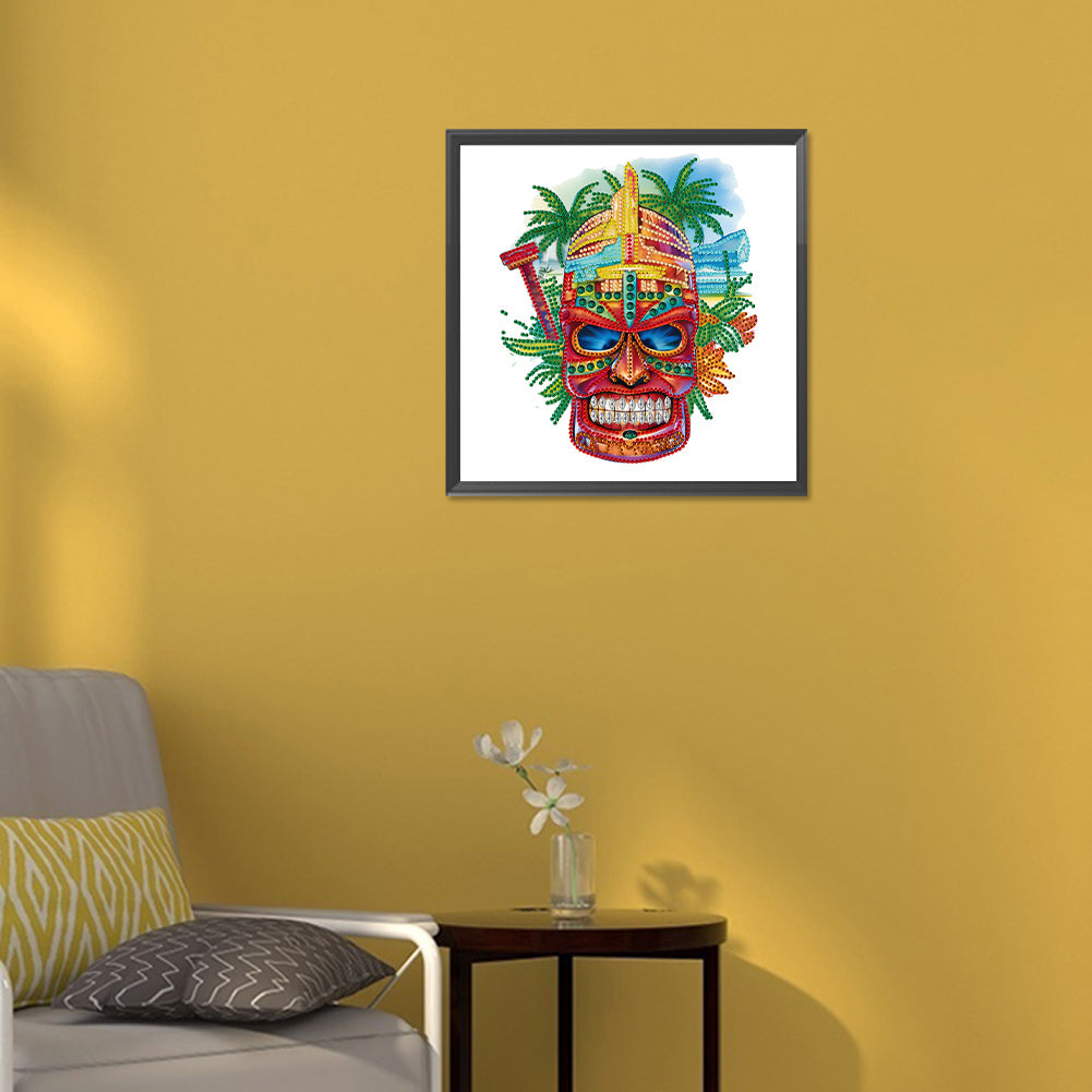Hawaiian Tribal Tiki Mask - Special Shaped Drill Diamond Painting 30*30CM