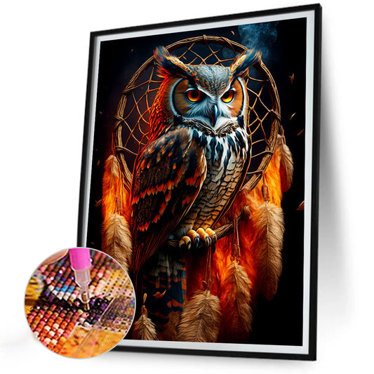 Owl Dream Catcher - Full Round Drill Diamond Painting 30*40CM