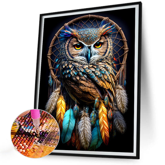 Owl Dream Catcher - Full Round Drill Diamond Painting 30*40CM