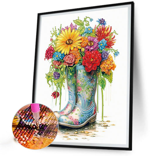 Boots And Flowers - Special Shaped Drill Diamond Painting 30*30CM