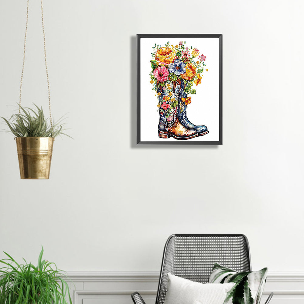 Boots And Flowers - Special Shaped Drill Diamond Painting 30*30CM