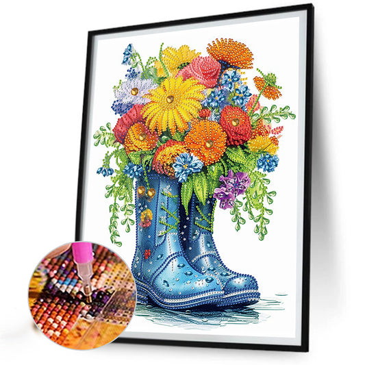 Boots And Flowers - Special Shaped Drill Diamond Painting 30*30CM