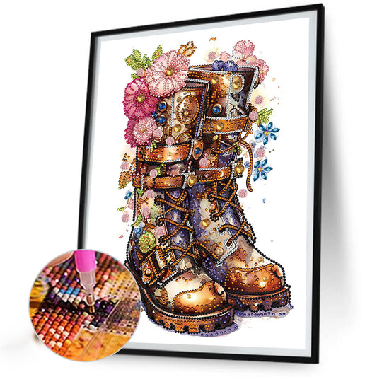 Boots And Flowers - Special Shaped Drill Diamond Painting 30*30CM