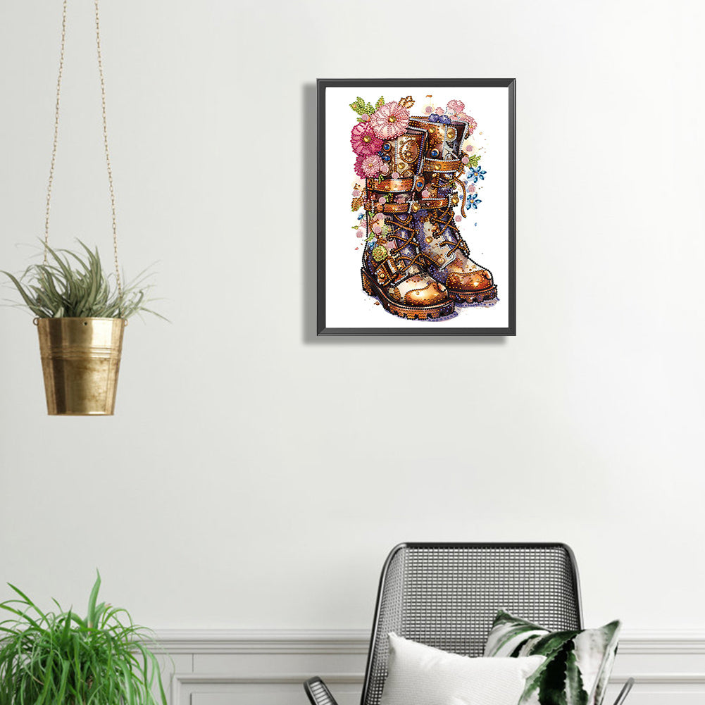 Boots And Flowers - Special Shaped Drill Diamond Painting 30*30CM