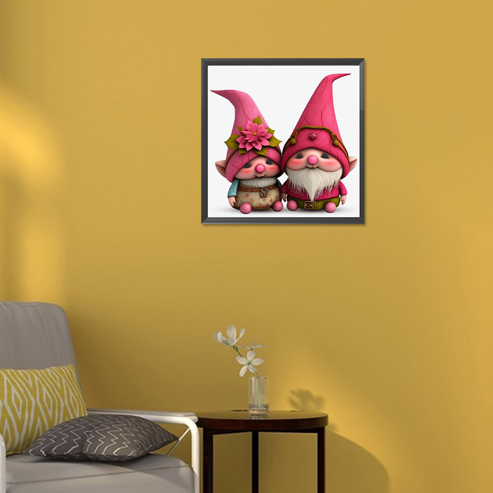 Pink Gnome - Full Round Drill Diamond Painting 30*30CM