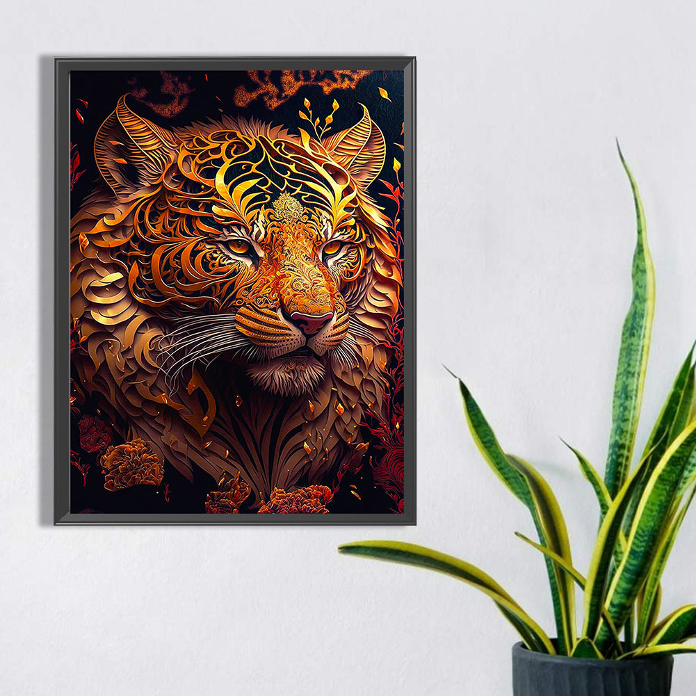 Black Gold Tiger - Full Square Drill Diamond Painting 30*40CM